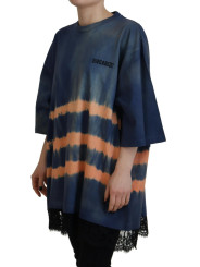 Tops & T-Shirts Blue Cotton Tie Dye Short Sleeves Lace T-shirt 1.050,00 € 8052134597309 | Planet-Deluxe