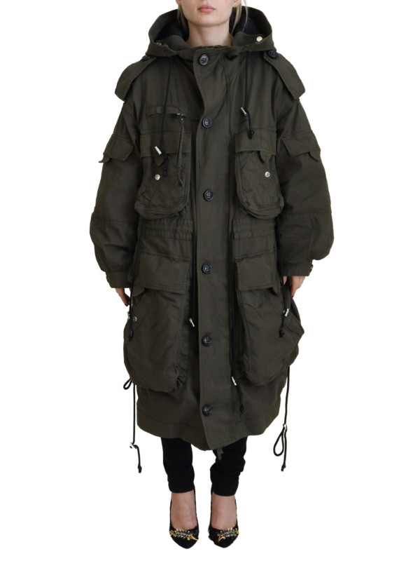 Jackets & Coats Green Hooded Full Zip Long Parka Coat Jacket 5.480,00 € 8052134593868 | Planet-Deluxe