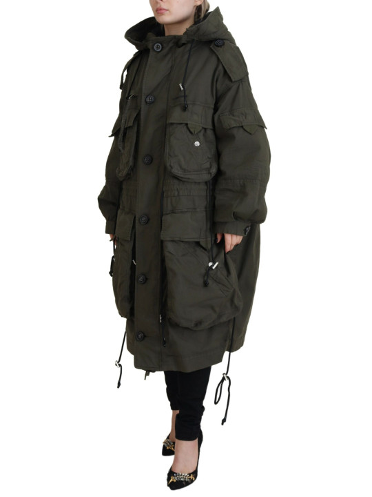 Jackets & Coats Green Hooded Full Zip Long Parka Coat Jacket 5.480,00 € 8052134593868 | Planet-Deluxe