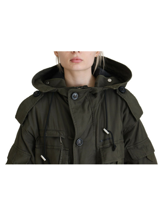 Jackets & Coats Green Hooded Full Zip Long Parka Coat Jacket 5.480,00 € 8052134593868 | Planet-Deluxe