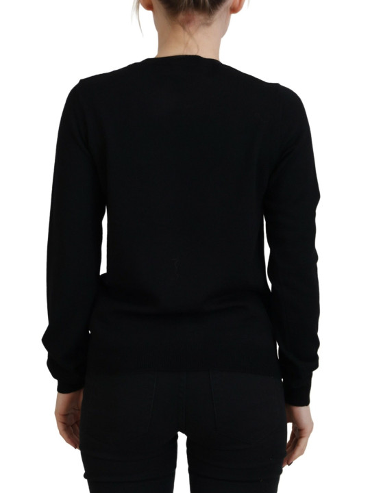 Sweaters Black Virgin Wool Logo Print Long Sleeves Sweater 1.050,00 € 8058049467881 | Planet-Deluxe