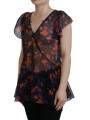 Tops & T-Shirts Black Floral Print Short Sleeves V-neck Blouse Top 1.130,00 € 8050249425821 | Planet-Deluxe