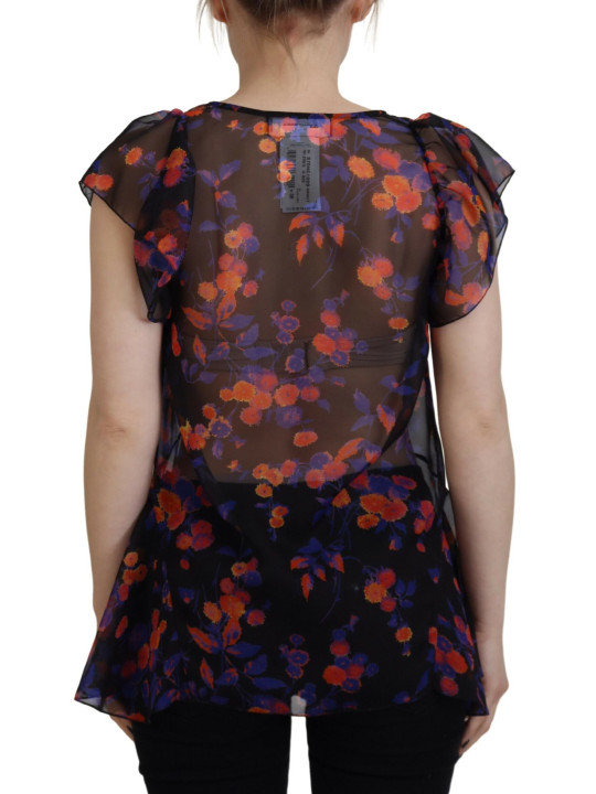 Tops & T-Shirts Black Floral Print Short Sleeves V-neck Blouse Top 1.130,00 € 8050249425821 | Planet-Deluxe