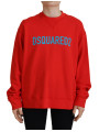 Sweaters Red Cotton Printed Crew Neck Long Sleeve Sweater 1.000,00 € 8052134546383 | Planet-Deluxe