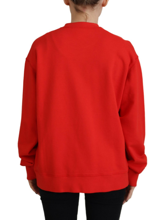 Sweaters Red Cotton Printed Crew Neck Long Sleeve Sweater 1.000,00 € 8052134546383 | Planet-Deluxe