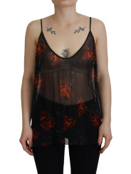 Tops & T-Shirts Black Floral Print Spaghetti Strap Tank Blouse Top 810,00 € 8052134696743 | Planet-Deluxe