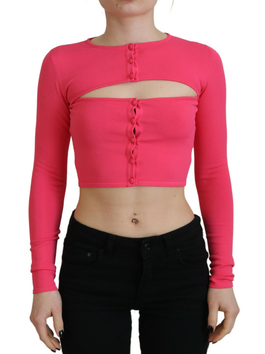 Tops & T-Shirts Pink Viscose Knit Open Chest Long Sleeves Top 2.160,00 € 8052134571699 | Planet-Deluxe