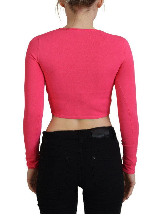 Tops & T-Shirts Pink Viscose Knit Open Chest Long Sleeves Top 2.160,00 € 8052134571699 | Planet-Deluxe