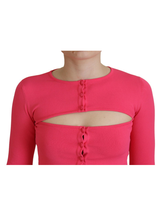 Tops & T-Shirts Pink Viscose Knit Open Chest Long Sleeves Top 2.160,00 € 8052134571699 | Planet-Deluxe