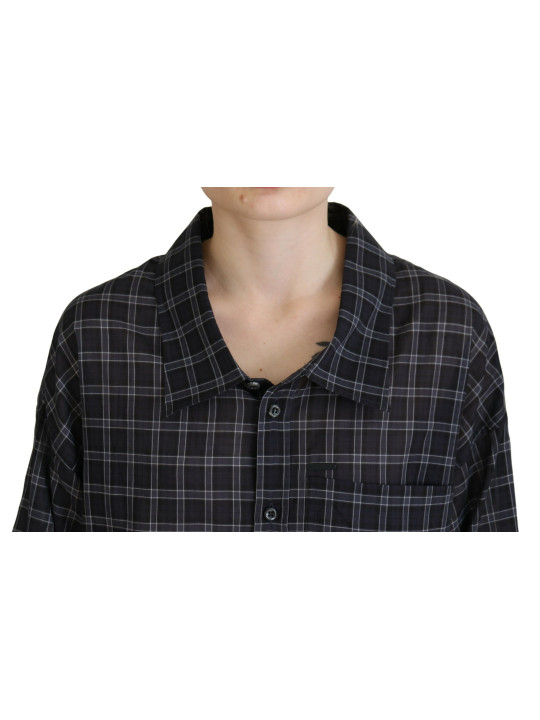 Tops & T-Shirts Black Checkered Collared Button Long Sleeves Shirt 1.310,00 € 8052134575031 | Planet-Deluxe