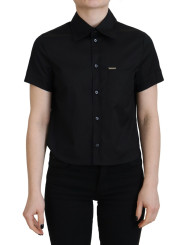 Tops & T-Shirts Black Collared Button Down Short Sleeves Polo Top 890,00 € 8052134628966 | Planet-Deluxe