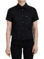 Tops & T-Shirts Black Collared Button Down Short Sleeves Polo Top 890,00 € 8052134628966 | Planet-Deluxe