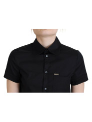 Tops & T-Shirts Black Collared Button Down Short Sleeves Polo Top 890,00 € 8052134628966 | Planet-Deluxe