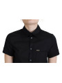 Tops & T-Shirts Black Collared Button Down Short Sleeves Polo Top 890,00 € 8052134628966 | Planet-Deluxe