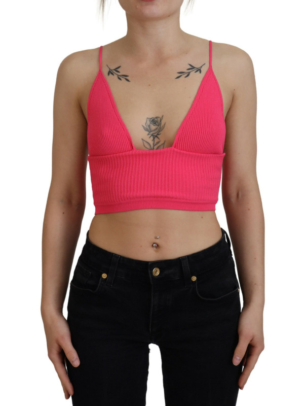 Tops & T-Shirts Pink Ribbed Knit Bra Cropped Spaghetti Strap Top 890,00 € 8052134551554 | Planet-Deluxe