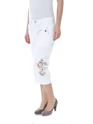 "DATCH Hosen im Sale | Weißer Cropped Denim mit Blumenstickerei von DATCH online kaufen"|Planet-Deluxe