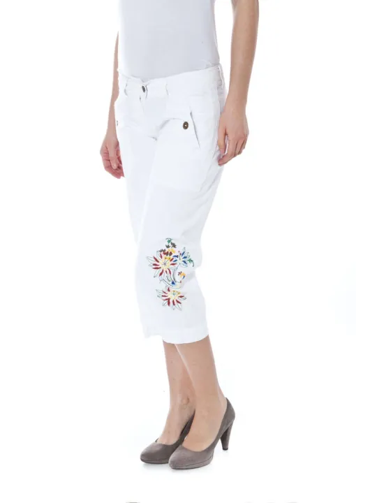 "DATCH Hosen im Sale | Weißer Cropped Denim mit Blumenstickerei von DATCH online kaufen"|Planet-Deluxe