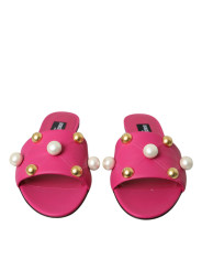 Flat Shoes Pink Embellished Leather Flats Sandals Shoes 2.220,00 € 8057142911253 | Planet-Deluxe