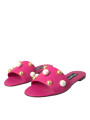 Flat Shoes Pink Embellished Leather Flats Sandals Shoes 2.220,00 € 8057142911253 | Planet-Deluxe