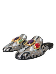 Flat Shoes Gray Jacquard Crystal Mule Flat Sandals Shoes 3.520,00 € 8052145341229 | Planet-Deluxe