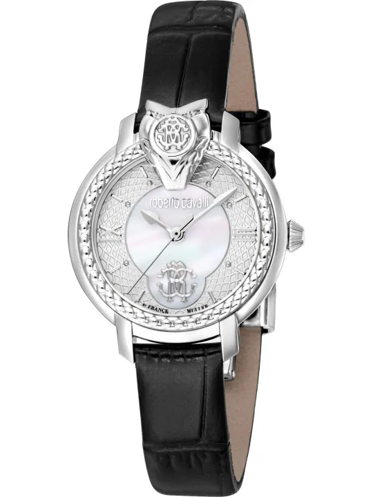 Roberto Cavalli Uhr Schwarz Leder