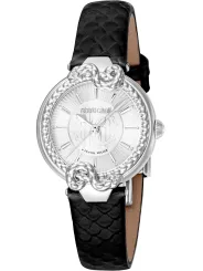 Schwarzes Leder Cavalli Uhr Detail