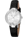 Schwarzes Leder Cavalli Uhr Detail