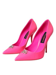 Pumps Neon Pink Leather Logo Pumps Heels Shoes 1.480,00 € 8054802561810 | Planet-Deluxe