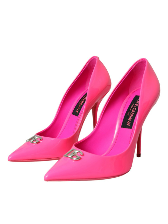 Pumps Neon Pink Leather Logo Pumps Heels Shoes 1.480,00 € 8054802561810 | Planet-Deluxe