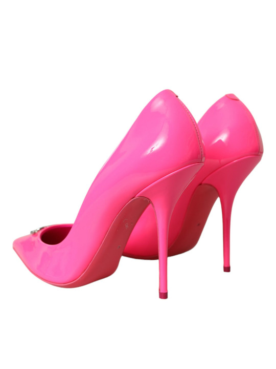 Pumps Neon Pink Leather Logo Pumps Heels Shoes 1.480,00 € 8054802561810 | Planet-Deluxe