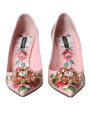 Pumps Pink Floral Leather Crystal Heels Pumps Shoes 2.000,00 € 8054319319959 | Planet-Deluxe