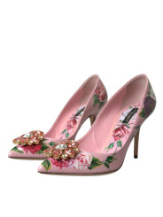Pumps Pink Floral Leather Crystal Heels Pumps Shoes 2.000,00 € 8054319319959 | Planet-Deluxe