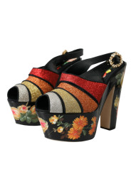 Sandals Multicolor Floral Crystal Platform Sandals Shoes 2.780,00 € 8053286388616 | Planet-Deluxe