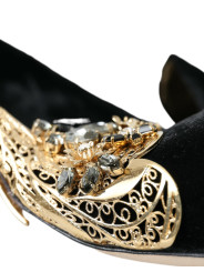 Pumps Black Velvet Embellished Heels Pumps Shoes 16.490,00 € 8052087814362 | Planet-Deluxe