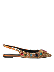 Sandals Orange Satin Crystals Flats Sandals Shoes 4.070,00 € 8052145341540 | Planet-Deluxe