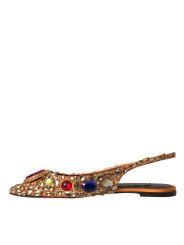 Sandals Orange Satin Crystals Flats Sandals Shoes 4.070,00 € 8052145341540 | Planet-Deluxe