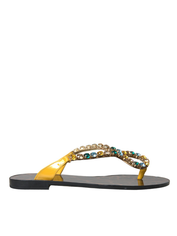 Flat Shoes Mustard Crystal Calf Leather Beachwear Shoes 1.240,00 € 8057155347193 | Planet-Deluxe