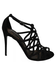 Sandals Black Suede Ankle Strap Stiletto Shoes 2.240,00 € 8057001341726 | Planet-Deluxe