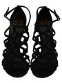 Sandals Black Suede Ankle Strap Stiletto Shoes 2.240,00 € 8057001341726 | Planet-Deluxe