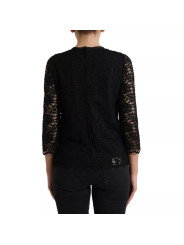 Tops & T-Shirts Black Floral Lace Long Sleeves Blouse Top 2.800,00 € 7333413004772 | Planet-Deluxe
