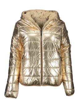 Goldene U.S. POLO Pufferjacke mit Kunstfellfutter