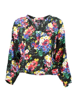 "Desigual Blumenshirt V-Ausschnitt Schwarz – Stilvoll & Elegant"