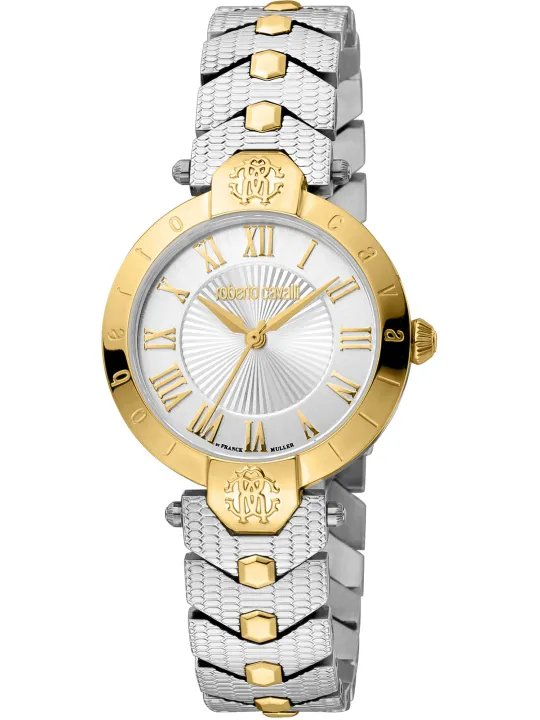 Gelbes Roberto Cavalli Uhrwerk mit Lederarmband