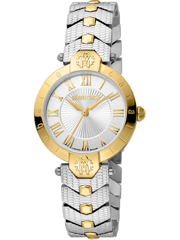 Gelbes Roberto Cavalli Uhrwerk mit Lederarmband