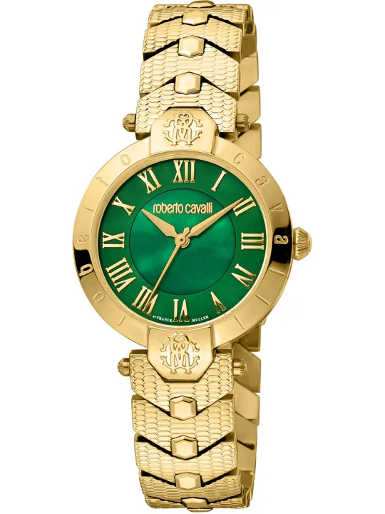 Goldene Roberto Cavalli Uhr mit Perlmutt