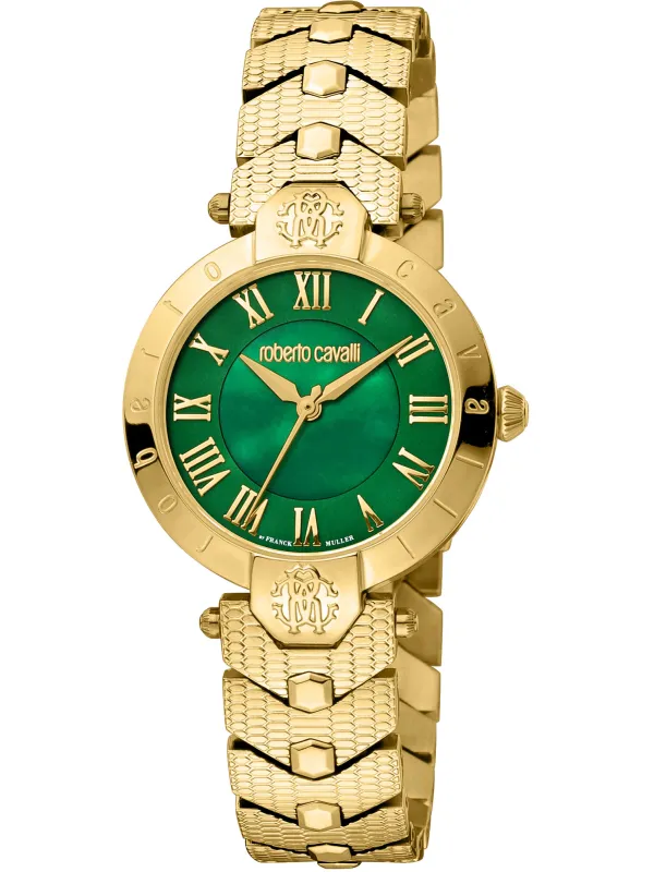 Goldene Roberto Cavalli Uhr mit Perlmutt Goldene Roberto Cavalli Uhr mit Perlmutt