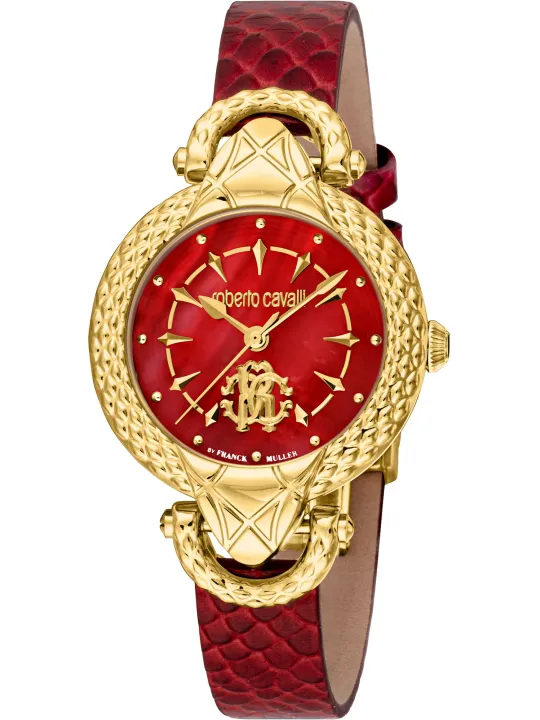 Rotgoldene Roberto Cavalli Uhr mit Lederarmband