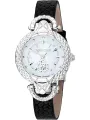 Schwarzes Lederarmband silberne Roberto Cavalli Uhr
