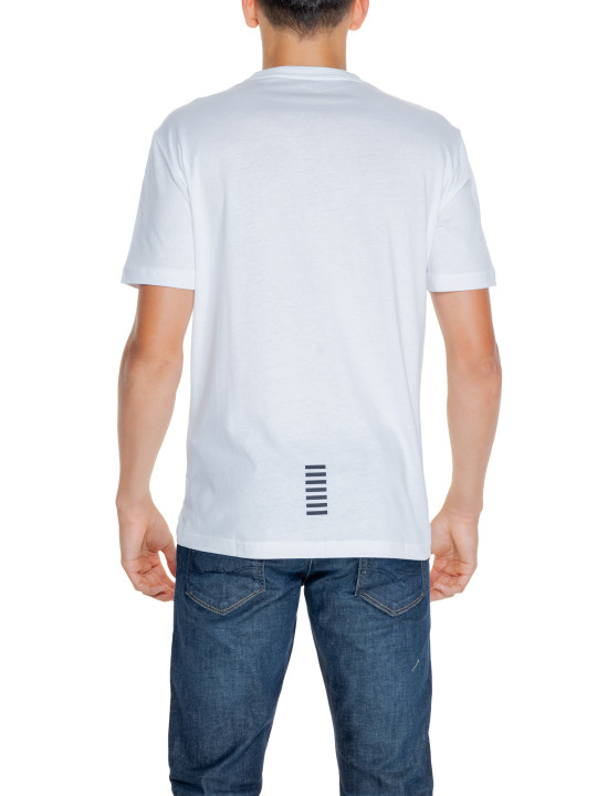 Weißes Ea7 T-Shirt mit Streifen