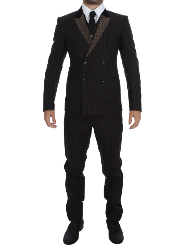 Suits Elegant Brown Striped Three-Piece Tuxedo 5.320,00 € 7333413028983 | Planet-Deluxe
